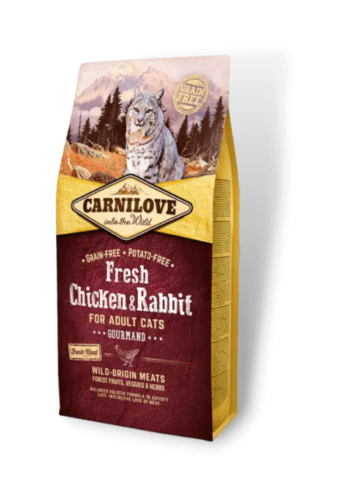 carnilove fresh chicken and rabbit for adult katėms