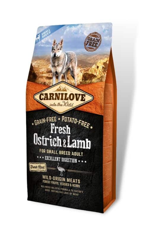 carnilove fresh ostrich and lamb for small breed adult dogs