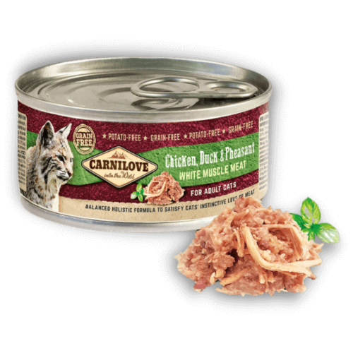 carnilove konservai katėms chicken, duck and pheasant 100g