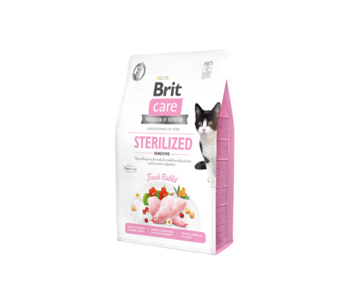 brit care sterilized sensitive begrūdis sausas maistas sterilizuotoms katėms