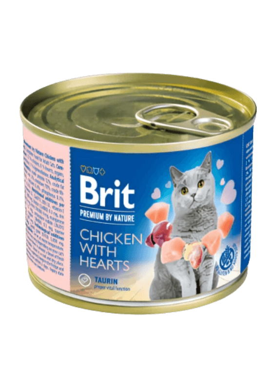 brit premium by nature chicken with hearts konservai katėms su vištiena ir širdelėmis 200 g