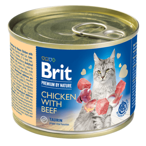 brit premium by nature kons. katėms chicken with beef 200g