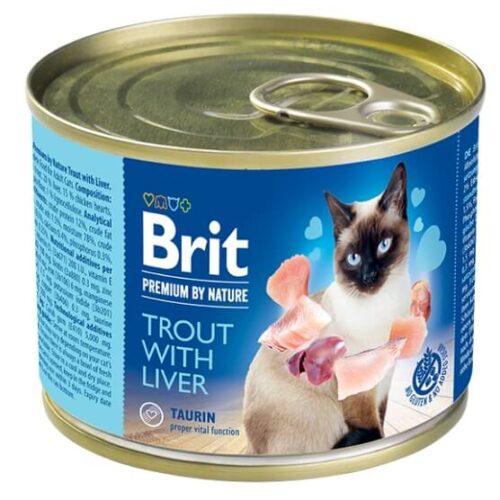 Brit Premium by Nature kons. katėms Trout with Liver 200g