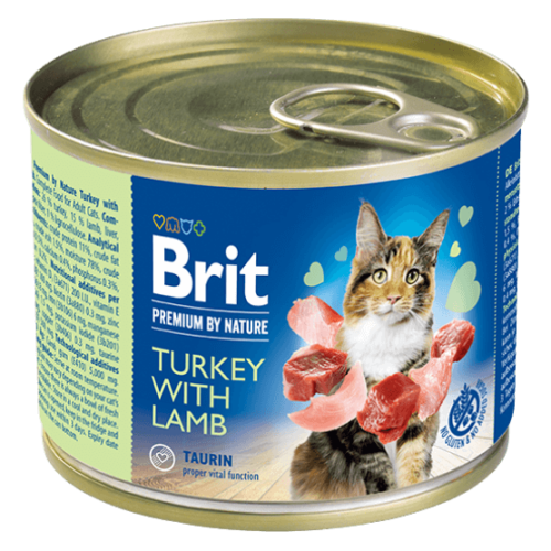 brit premium by nature kons. katėms turkey with lamb 200g