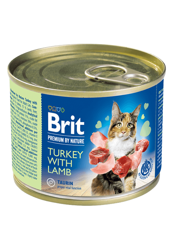 brit premium by nature kons. katėms turkey with lamb 200g