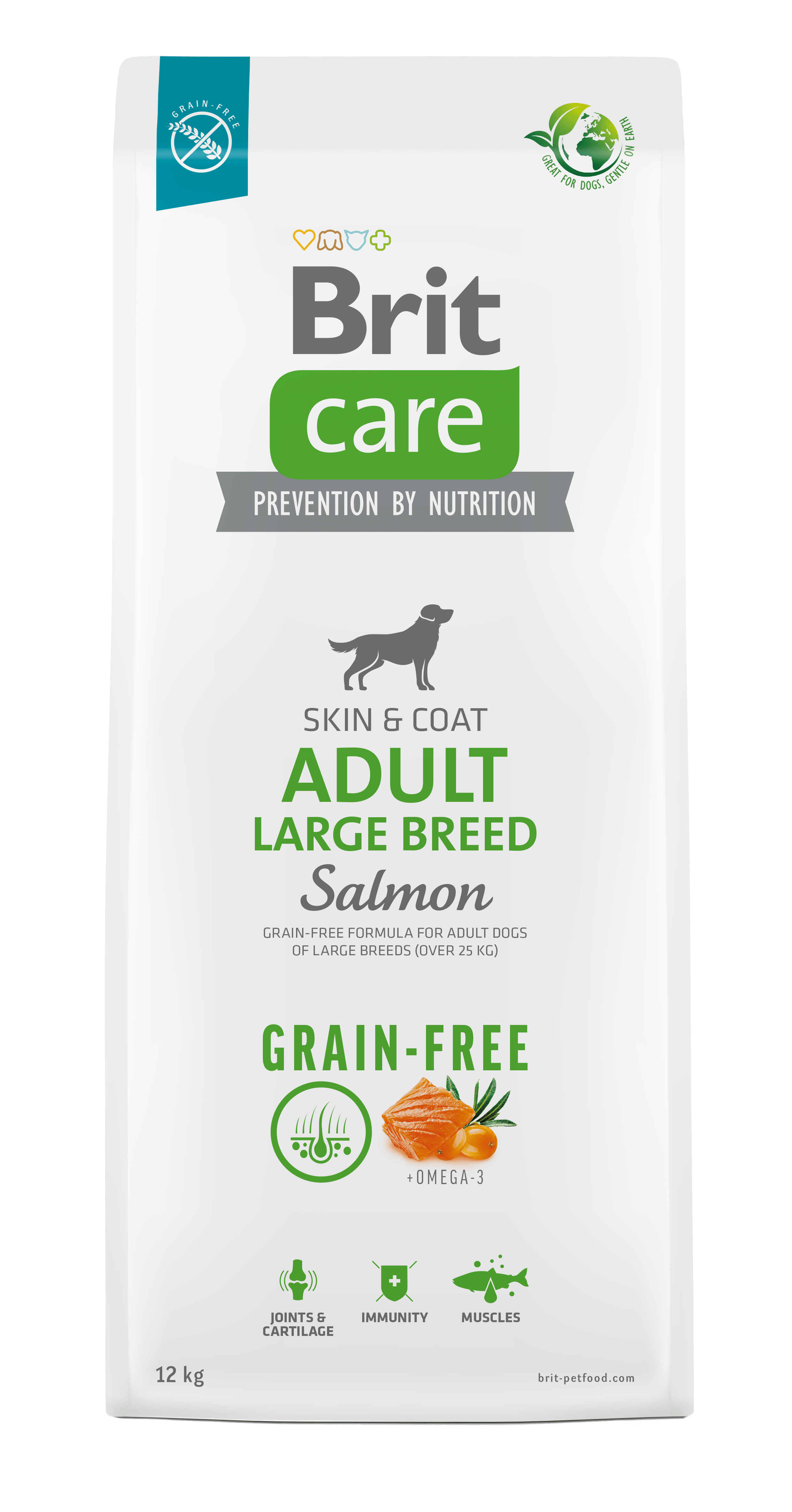 brit care dog grain-free adult large breed didelių veislių šunų maistas su lašiša