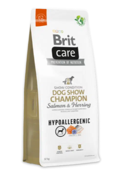 brit care hypoallergenic dog show champion sausas maistas šunims