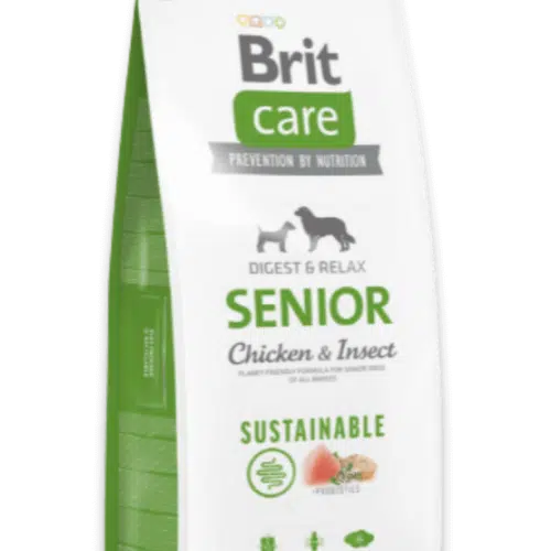 brit care sustainable senior chicken and insect sausas maistas šunims