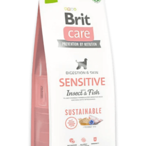 brit care sustainable sensitive insect&fish sausas maistas šunims su vabzdžiais 3kg 12kg