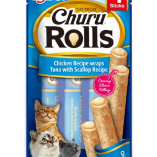 churu cat skanėstas katėms rolls chicken tuna scallop 40g