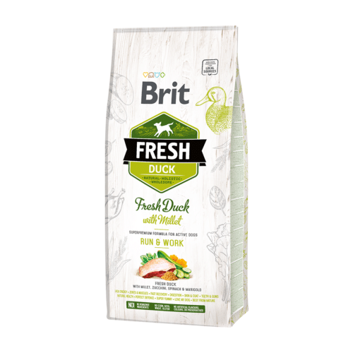 Brit Fresh Duck with Millet Adult Run & Work šunų maistas