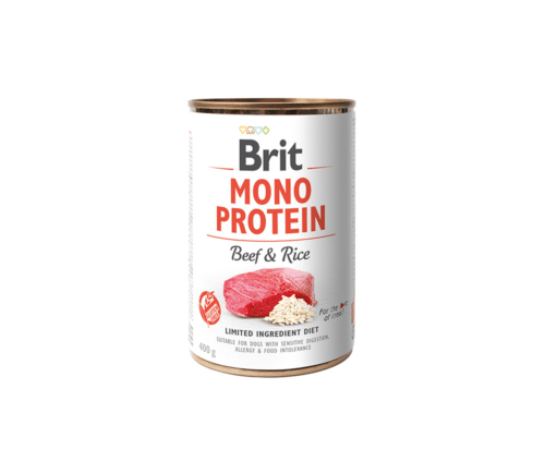 brit care mono protein beef rice konservai šunims su jautiena ir ryžiais 400gr