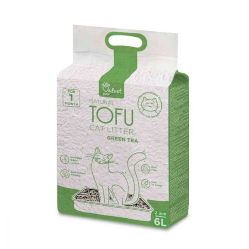 velvet paw tofu kraikas katems 2 mm granules su zaliosios arbatos ekstraktu 26kg6l