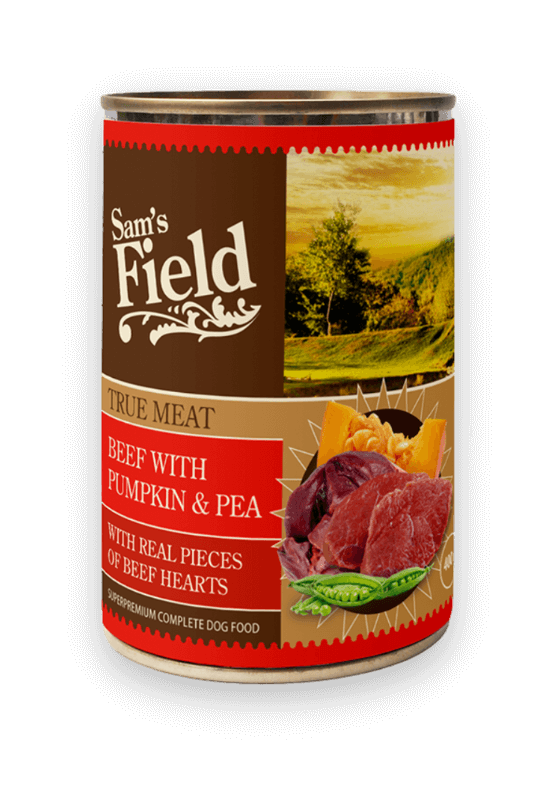 sam’s field kons. š. true beef meat with pumpkin &pea 400g