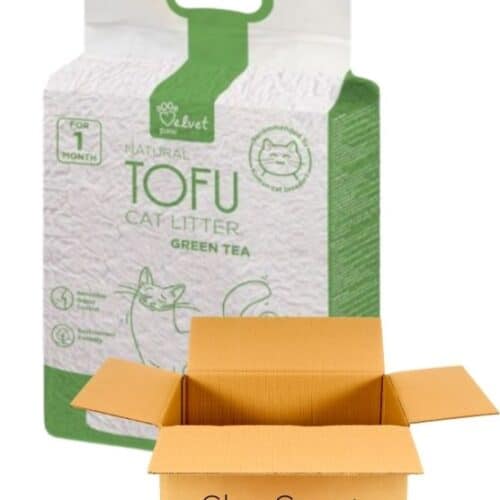 VELVET PAW augalinis tofu kraikas katėms su žaliosios arbatos ekstraktu 6 x 4.3kg6l