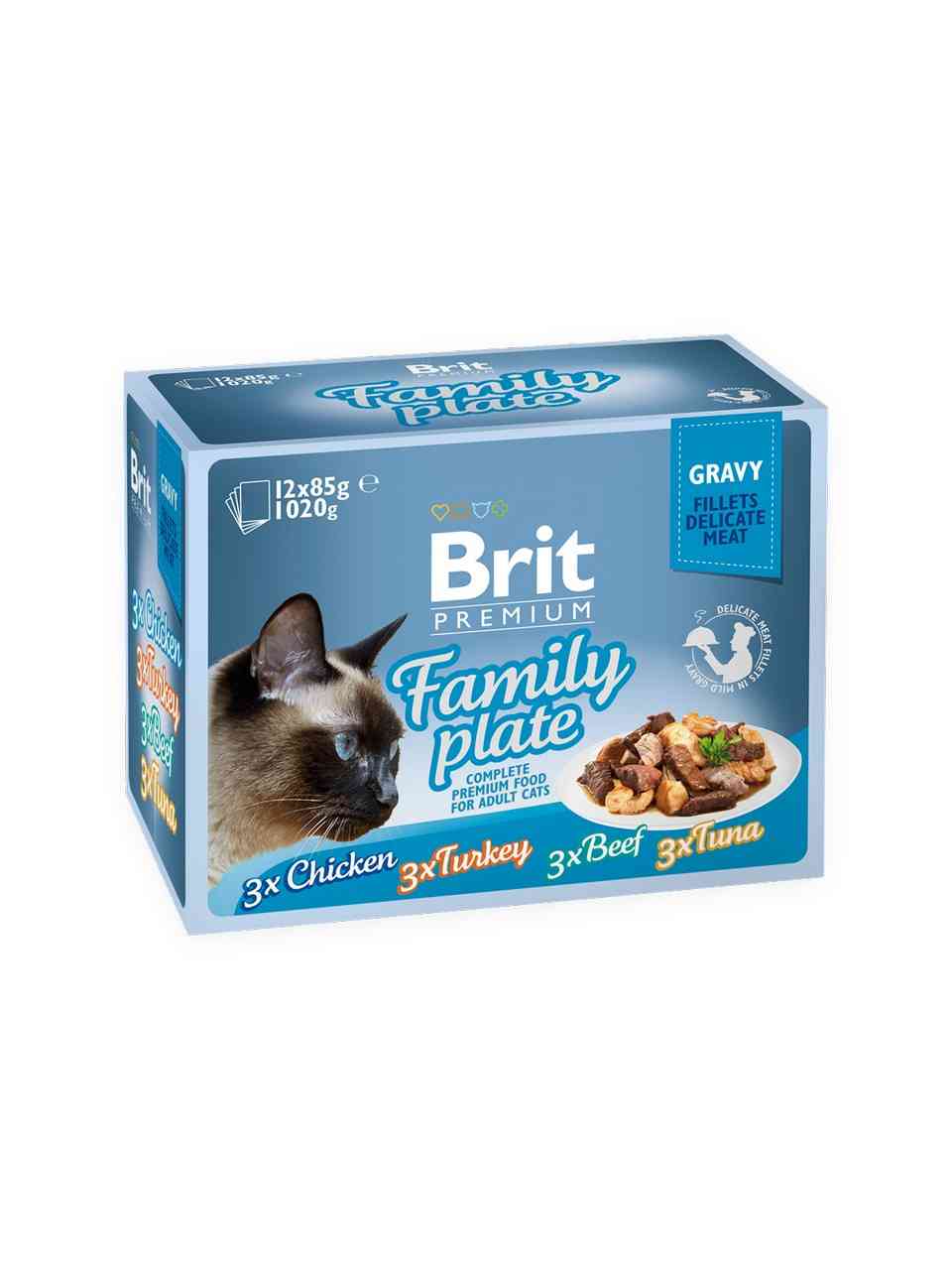brit premium family plate konservų katėms rinkinys 12 x 100gr