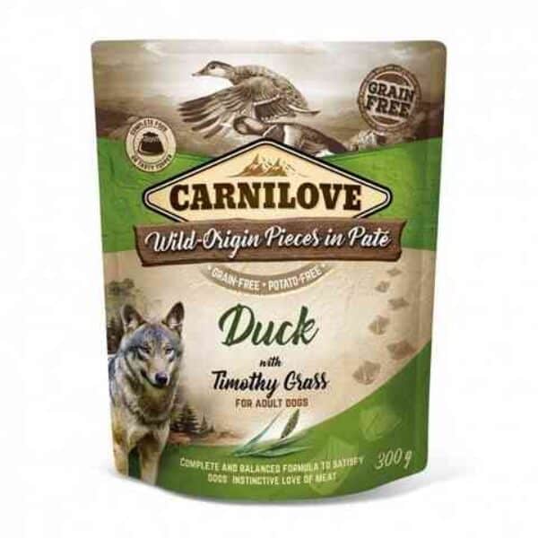carnilove konservai šunims pate duck with timothy grass 300g