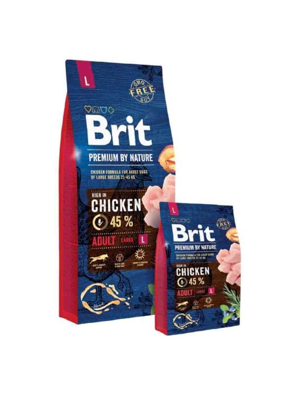 brit premium by nature adult l sausas maistas šunims