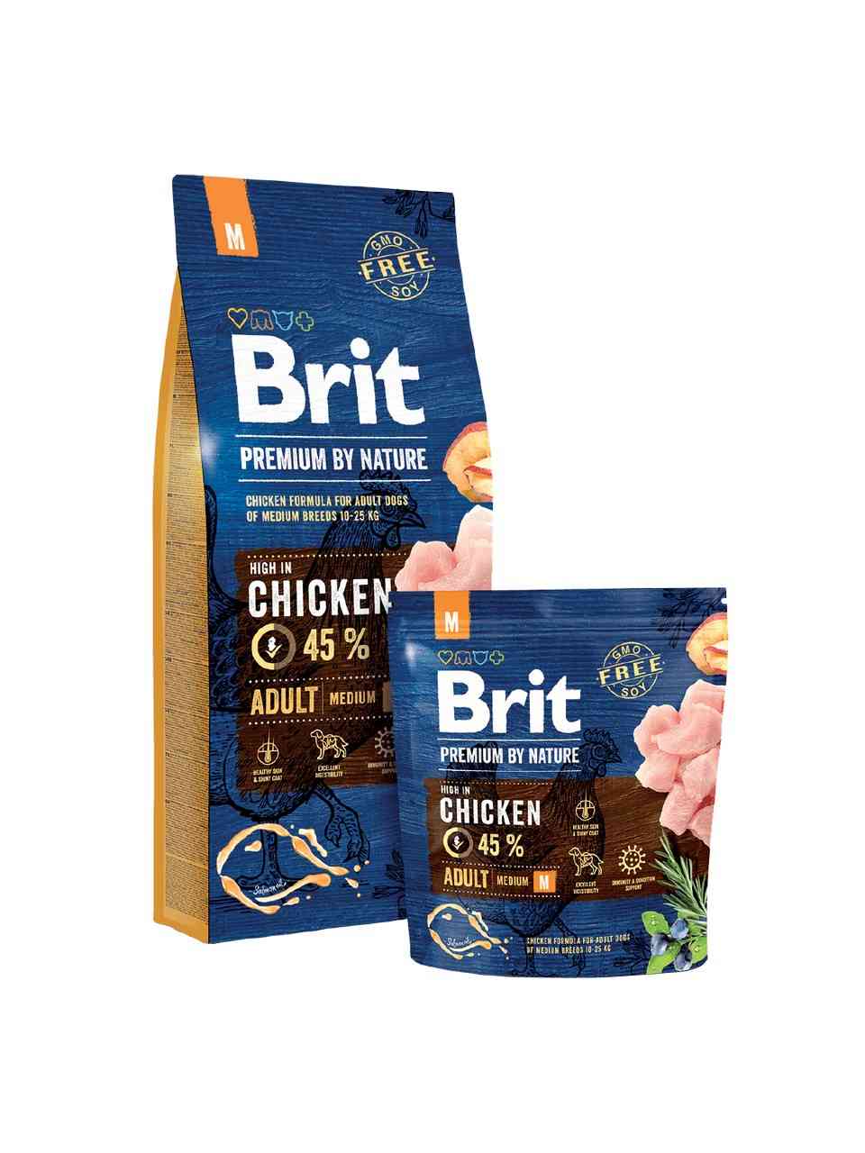 brit premium by nature adult m sausas maistas šunims