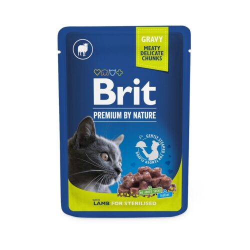brit premium lamb sterilised konservai katėms su ėriena 100gr