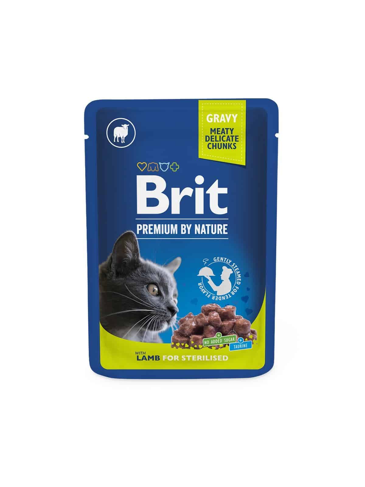 brit premium lamb sterilised konservai katėms su ėriena 100gr