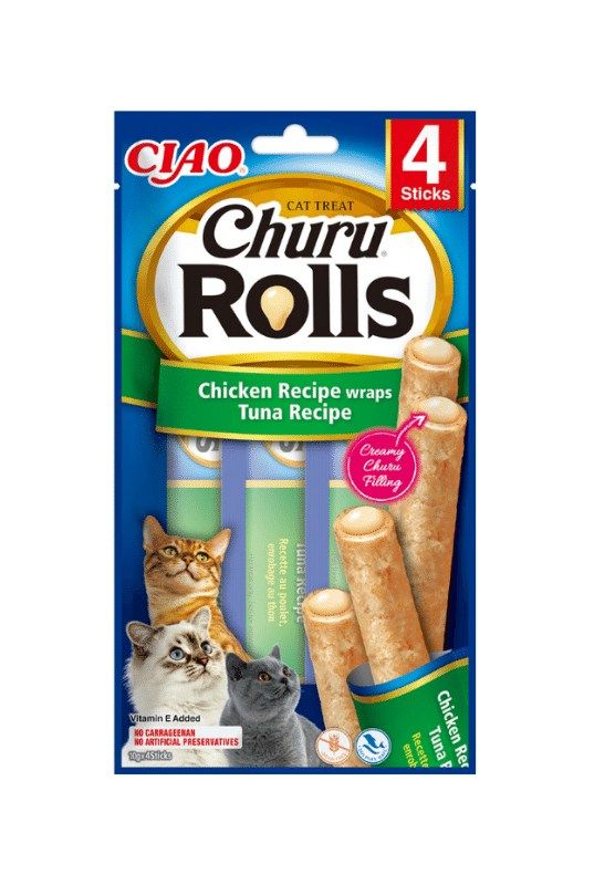 churu cat skanėstai katėms rolls chicken tuna 40g