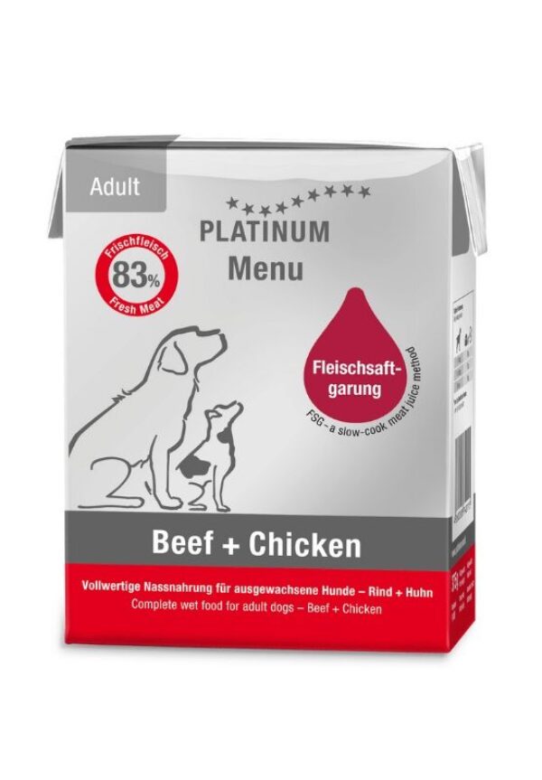 platinum menu beef+chicken adult šunims šlapias maistas