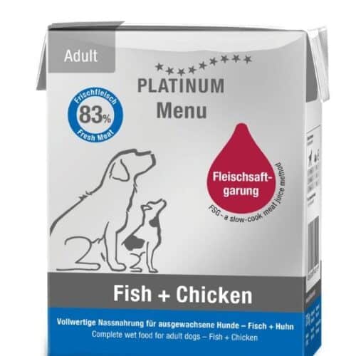 platinum menu pure fish + chicken adult šunims šlapias maistas