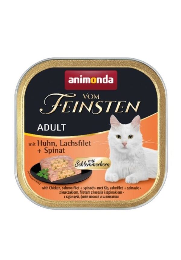 animonda vom feinsten konservai katėms su vištiena, lašiša ir špinatais, 100g