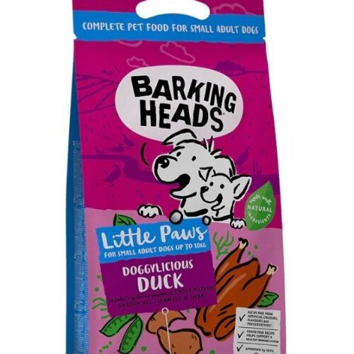 barking heads little paws - doggylicious duck sausas maistas su antiena mažų veislių šunims 1.5kg, 4kg