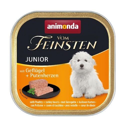 Animonda Vom Feinsten Junior jaunų šunų konservai su paukštiena ir kalakutų širdimis, 150gr
