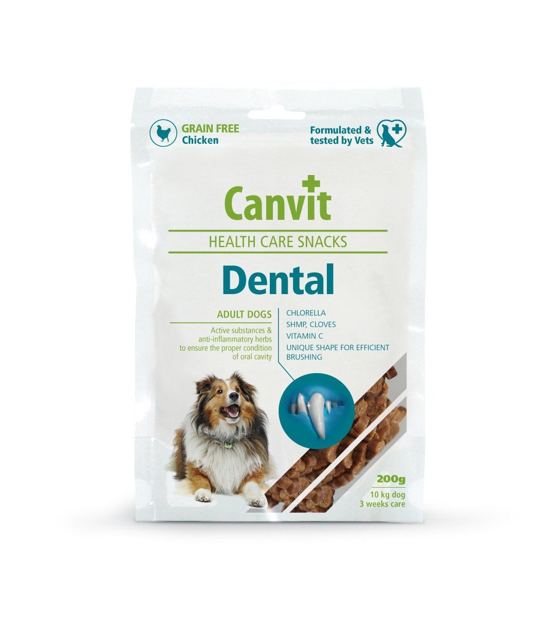 canvit dental - funkcinis skanėstas šunims burnos higienai su priešuždegiminiu poveikiu, 200g