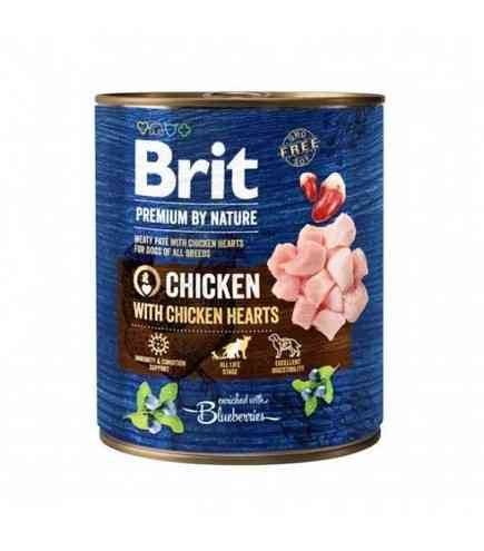 brit premium by nature konservai šunims su vištiena ir vištų šidelėmis 800g