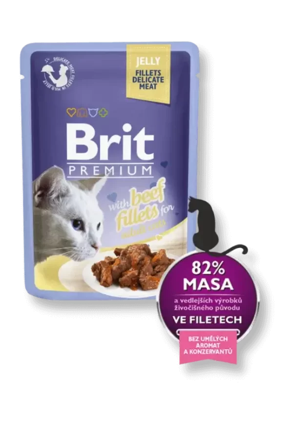 Brit Premium Delicate Fillets in Jelly with Beef konservai katėms su jautiena