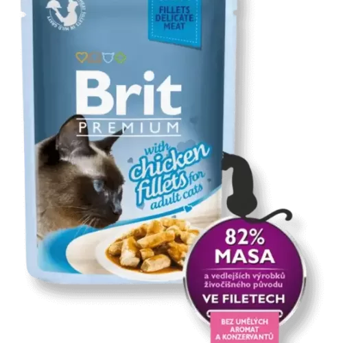 brit premium delicate fillets in gravy with chicken konservai katėms su vištiena