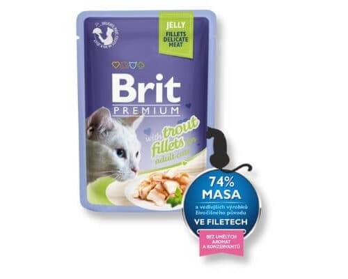 brit premium cat pouch with trout fillets in jelly for adult cats