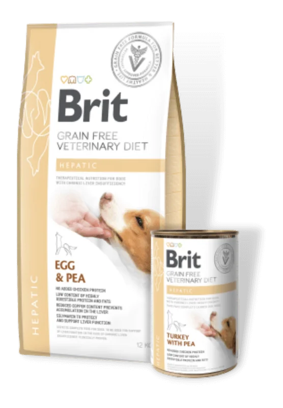 brit grain free veterinary diet hepatic sausas maistas šunims