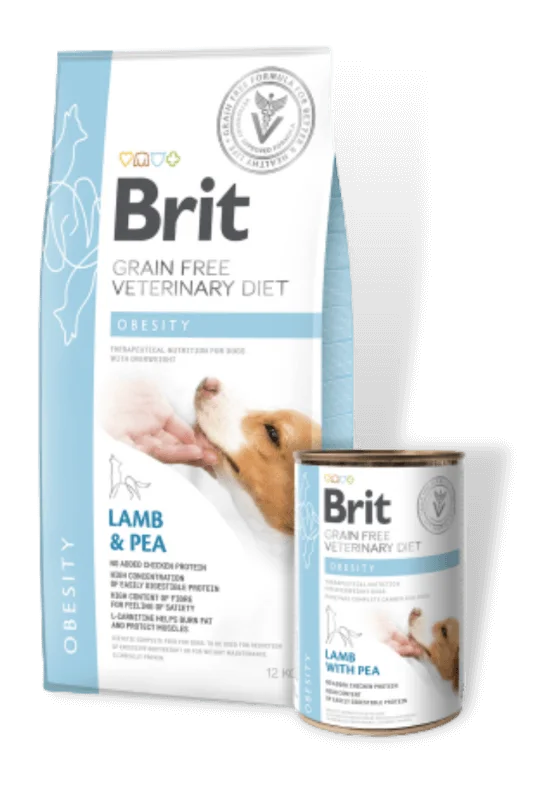 brit grain free veterinary diet obesity šunims