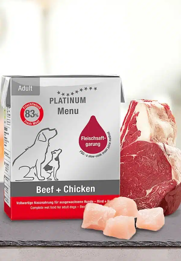 platinum wet dog food menu adult beef chicken