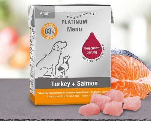 PLATINUM wet dog food Menu Adult Turkey Salmon