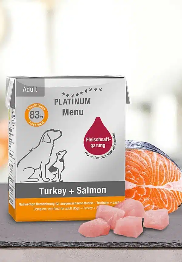 platinum wet dog food menu adult turkey salmon