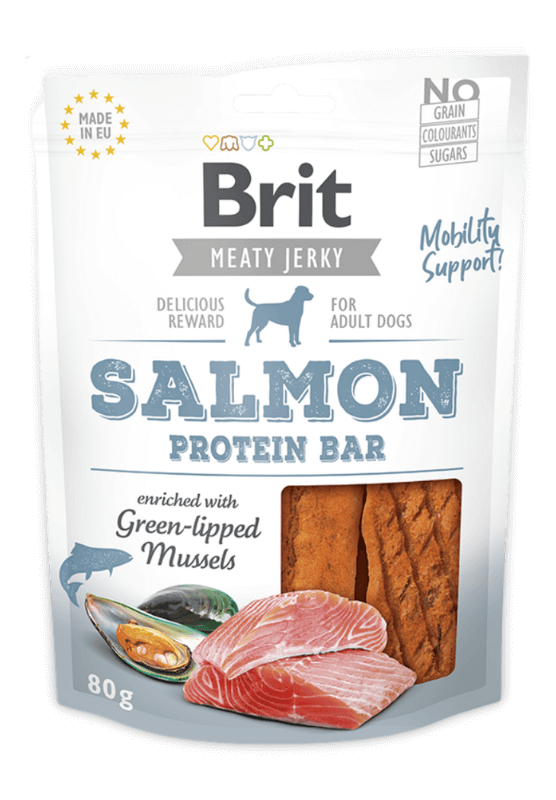 brit jerky salmon protein bar skanėstas 80g
