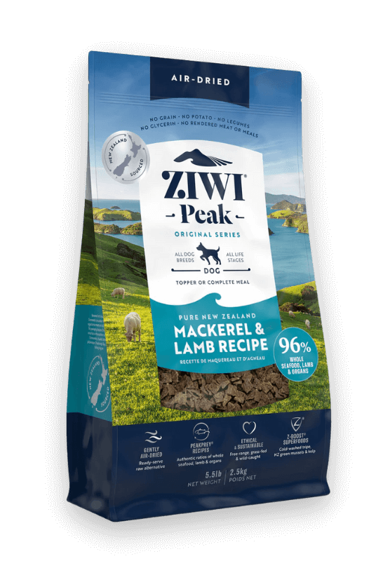 ziwi peak mackerel and lamb air dried sausas maistas šunims su skumbre ir ėriena 2.5kg