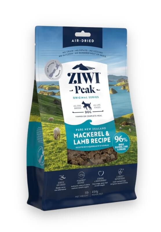 ziwi peak mackerel and lamb air dried sausas maistas šunims su skumbre ir ėriena 454g