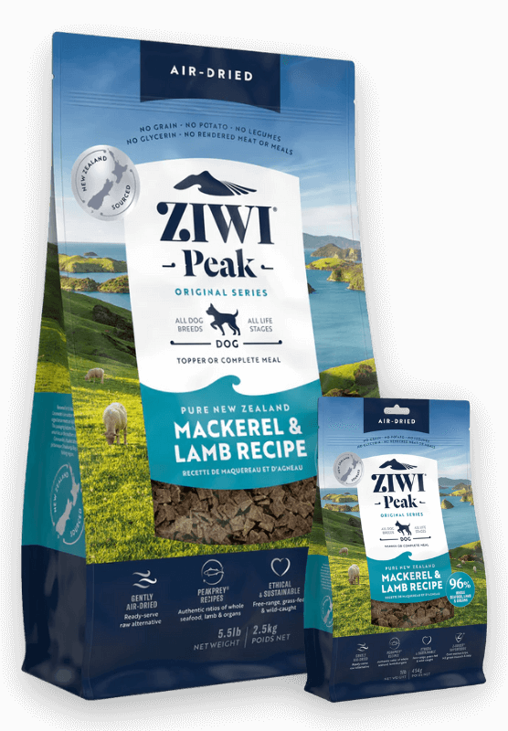 ziwi peak mackerel and lamb air dried sausas maistas šunims su skumbre ir ėriena