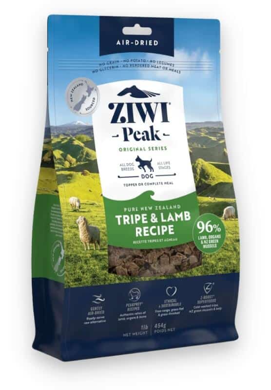 ziwi peak tripe and lamb air dried sausas maistas šunims su žarnokais ir ėriena 454g