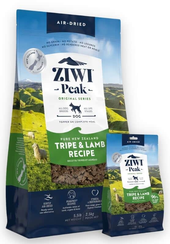 ziwi peak tripe and lamb air dried sausas maistas šunims su žarnokais ir ėriena