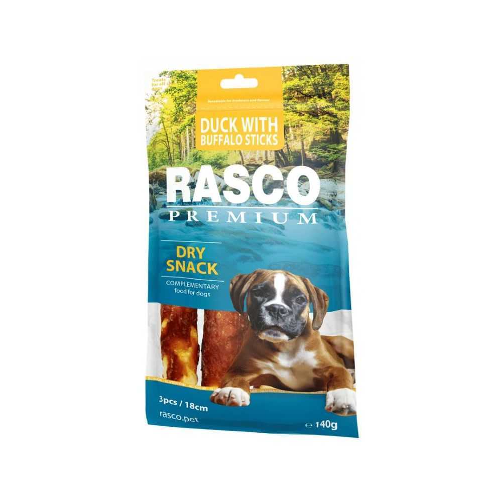 Rasco Premium buivolo lazdelės 3 x 18cm suvyniotos į antienos mėsą 140g