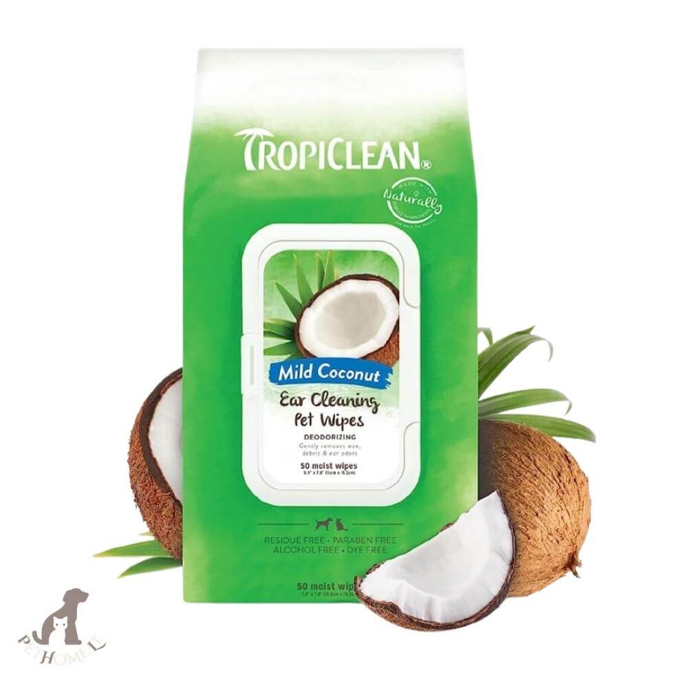 tropiclean mild coconut ear cleaning pet wipes