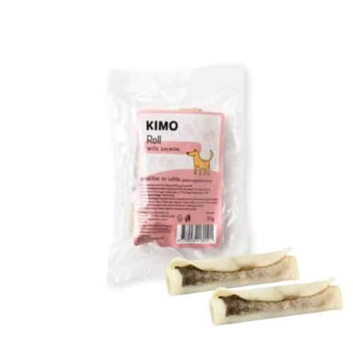 kimo roll with salmon - kramtalas šunims kaulas šunims su lašiša 90g (2vnt.)